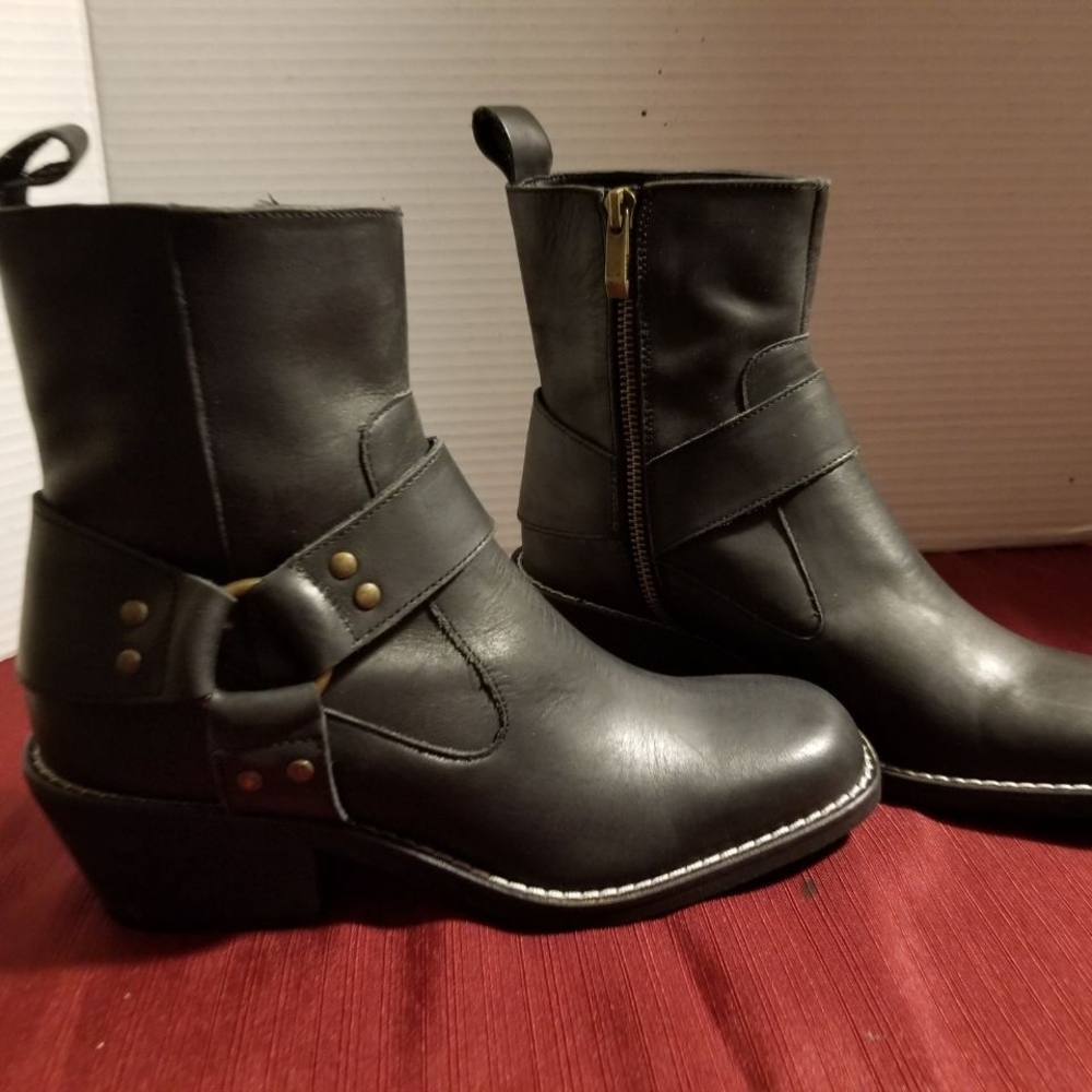 Black Leather Ankle Boots